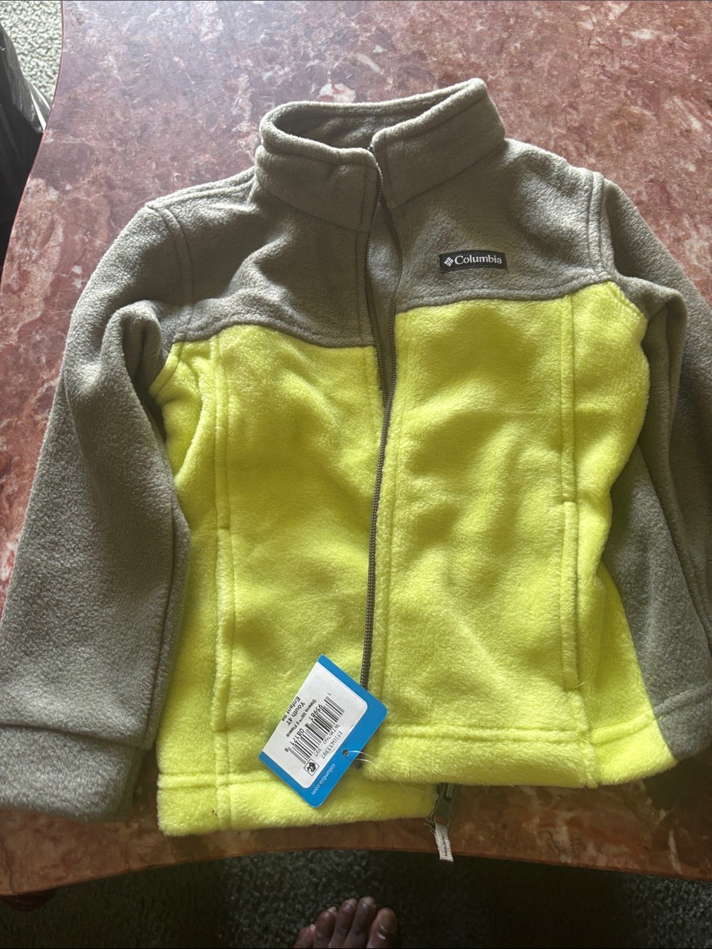 Columbia Kids Fleece Jacket in Lime Yellow and Olive Green